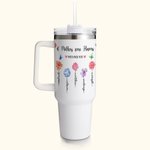 Gobelet de Grande Capacité 1130ml Personnalisé avec Nom et Fleurs de Naissance Jardin de Grand-mère Cadeau Anniversaire Fête des Mères pour Grand-mère
