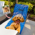 Telo da spiaggia personalizzato con ritratto di animale domestico dipinto ad olio ad asciugatura rapida con nome Regalo di compleanno per gli amanti d