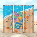 Personalisierte Beach Buddies 1-8 Namen 20oz gerade Skinny Becher mit Stroh Geburtstag Vaters Muttertag Geschenk für Familie