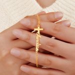 Personalisierte Kreuz Armband mit Namen Geburtstag Taufe religiöses Geschenk für sie