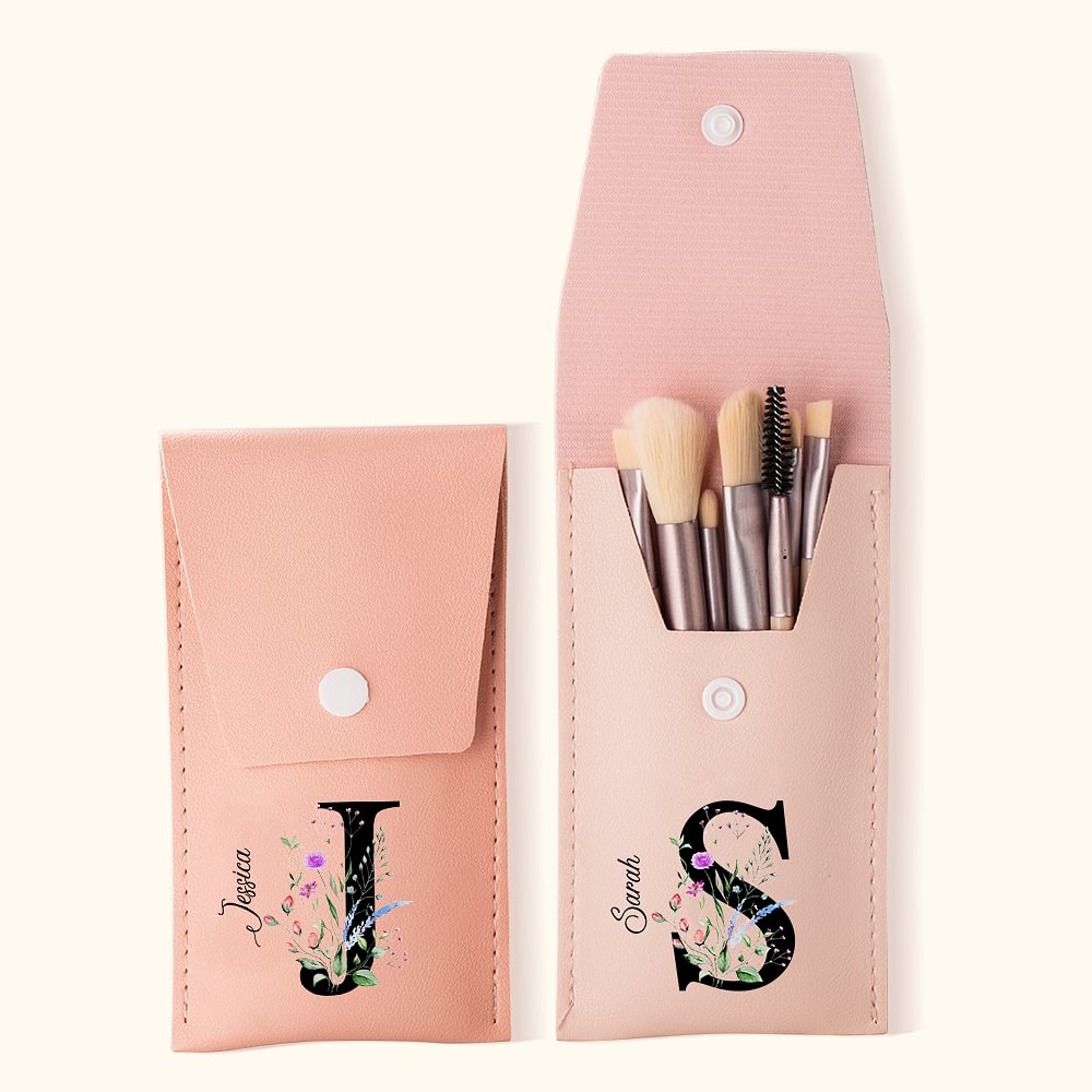 Sac à Pinceaux de Maquillage Personnalisé avec Nom Set de 8 Pinceaux Cadeau Mariage Fête des Mères pour Femme