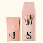 Personalisierte bunte Blume Initial & Name Leder Make-up-Pinsel Tasche mit 8 Stück Make-up-Pinsel Muttertag Hochzeit Geschenk für sie