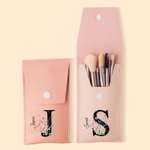 Sac à Pinceaux de Maquillage Personnalisé avec Nom Set de 8 Pinceaux Cadeau Mariage Fête des Mères pour Femme