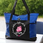 Personalisierte Brustkrebs wählte einen Kampf mit der falschen Frau Tragetasche mit Namen Mesh-Taschen Tote Bag Chemotherapie Pflege Geschenk für sie