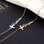 Personalisierte Kreuz Armband mit Namen Geburtstag Taufe religiöses Geschenk für sie