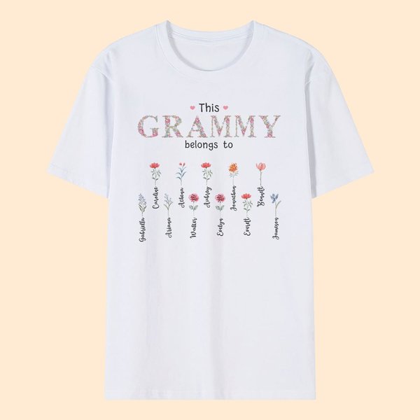 Personalizada Esta Mamá Nana Pertenece A 1-16 Nacimiento Flores Camiseta con Nombre Cumpleaños Día de la Madre Regalo para Mamá Abuela