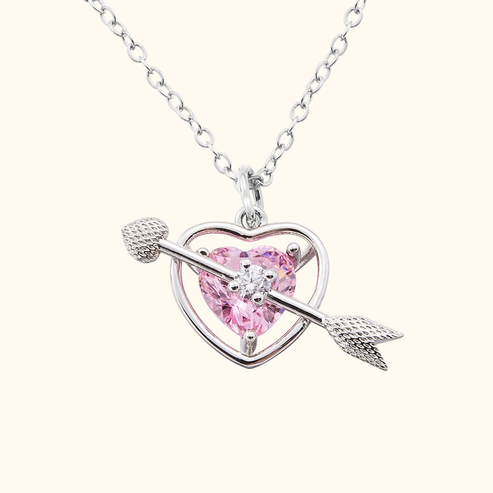 Collier Flèche de Cupidon Cœur Évidé Personnalisé avec Pierre de Naissance Bijoux Cadeau St-Valentin Anniversaire pour Femme