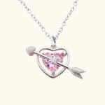 Personalized Hollow Heart Arrow Necklace with Birthstone Cupid Jewelry Valentine's Day Birthday Gift for Her