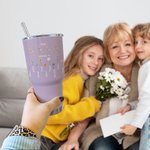 Personalized This Mom Grandma Belongs To 30oz Tumbler with 1-16 Birth Flowers and Names Mother’s Day Gift for Mom Grandma