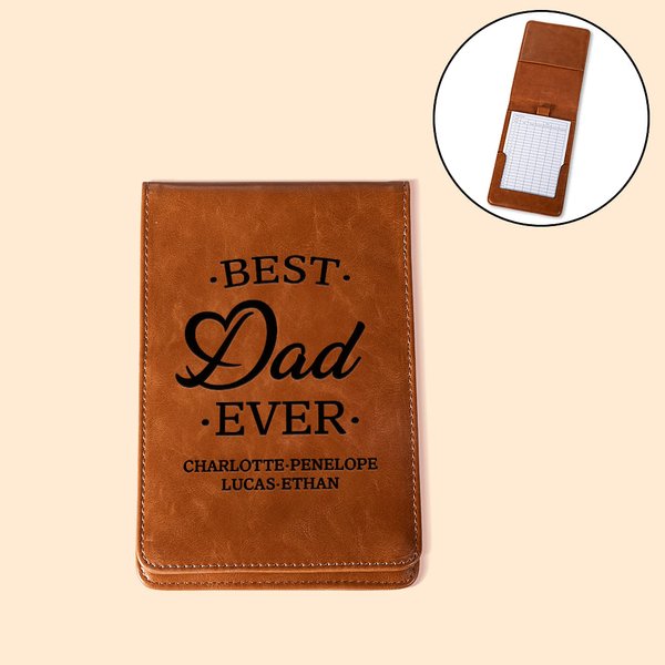 Personalizzato Best Dad Ever in pelle Golf Scorecard Holder Yardage Book Cover con nome del bambino Regalo di compleanno per la festa del papà per gli
