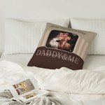 Personalized First Father's Day Photo Throw Pillow Cover with Text Home Decor Gift for New Dad