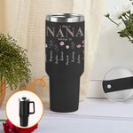 Gobelet Personnalisé avec Fleurs de Naissance et Noms Gobelet de Grande Capacité avec Anse Cadeau Fête Anniversaire pour Mère Femme