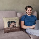 Personalized First Father's Day Photo Throw Pillow Cover with Text Home Decor Gift for New Dad