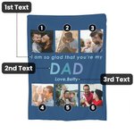 Personalized Glad You're My Dad Grandpa Photo Blanket with Text Father’s Day Birthday Gift for Dad Grandpa