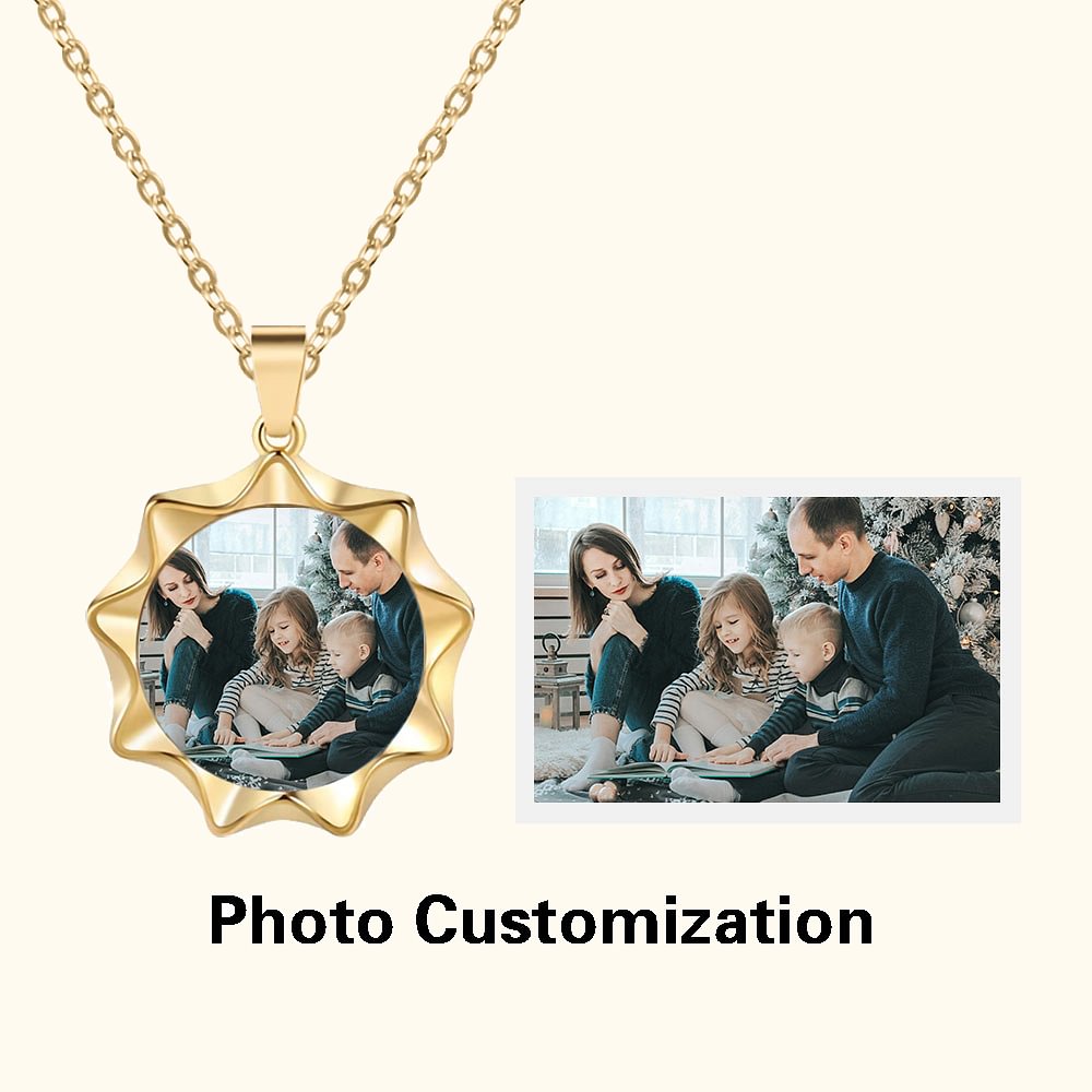 Collier Photo en Polygone Cubique Personnalisé avec Photo Cadeau Anniversaire Fête des Mères pour Elle