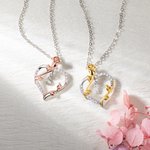 Personalised Rose Initial Heart Pendant Necklace with Zircon Mother's Day Birthday Gift for Her