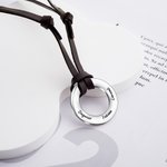 Personalized Circle Pendant Leather Cord Family Necklace with 1-4 Engraved Names Father's Day Anniversary Gift for Man