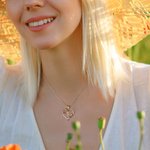 Personalised Rose Initial Heart Pendant Necklace with Zircon Mother's Day Birthday Gift for Her