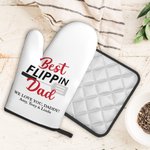 Set di un guanto da forno e una presina da cucina personalizzati con nome e testo regalo per festa del papà per amanti della cucina
