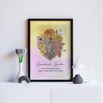Personalized Birth Flower Bouquet Family Canvas Painting Mother's Day Birthday Gift for Mom Grandma