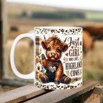 Personalised Just A Girl Who Loves Baby Highland Cow Ceramic Coffee Mug Pastoral Style Birthday Gift for Cow Lovers