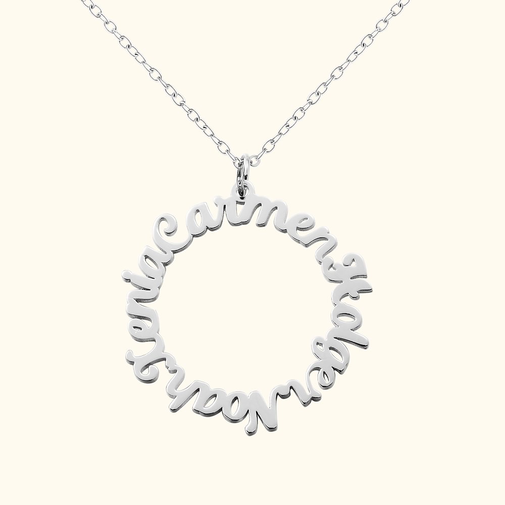 Collier Pendentif en Cercle Personnalisé avec Plusieurs Noms Cadeau d'Anniversaire pour la Famille Amie