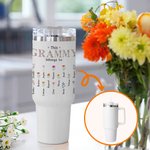 Gobelet Personnalisé avec Fleurs de Naissance et Noms Gobelet de Grande Capacité avec Anse Cadeau Fête Anniversaire pour Mère Femme