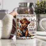 Personalised Just A Girl Who Loves Baby Highland Cow Ceramic Coffee Mug Pastoral Style Birthday Gift for Cow Lovers