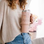 Gobelet Personnalisé avec Fleurs de Naissance et Noms Gobelet de Grande Capacité avec Anse Cadeau Fête Anniversaire pour Mère Femme