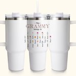 Gobelet Personnalisé avec Fleurs de Naissance et Noms Gobelet de Grande Capacité avec Anse Cadeau Fête Anniversaire pour Mère Femme