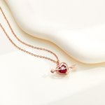 Personalized Hollow Heart Arrow Necklace with Birthstone Cupid Jewelry Valentine's Day Birthday Gift for Her