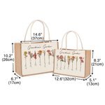 Personalized Large Capacity 1-20 Birth Flowers Garden Jute Tote Bag with Names Birthday Mother's Day Gift for Woman