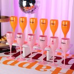Personalised Pink Orange Champagne Toasting Flutes with Name or Logo Set of 2 Birthday Bachelorette Bridal Party Favors Gift for Women