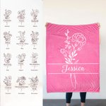 Personalisierte Multicolor 1-12 Geburt Blume und Namen weiche Fleece-Decke Muttertag Geburtstag Geschenk für Mama Oma