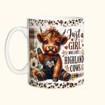 Personalised Just A Girl Who Loves Baby Highland Cow Ceramic Coffee Mug Pastoral Style Birthday Gift for Cow Lovers