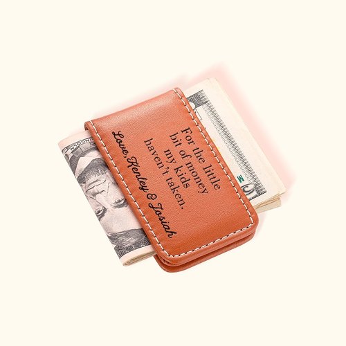 Portefeuille Minimaliste En Cuir PU Avec Clip Porte-billets - Gravure Personnalisable - Cadeau Pour Homme - Dimensions 9,9 X 6,35 Cm