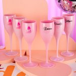Personalised Pink Orange Champagne Toasting Flutes with Name or Logo Set of 2 Birthday Bachelorette Bridal Party Favors Gift for Women
