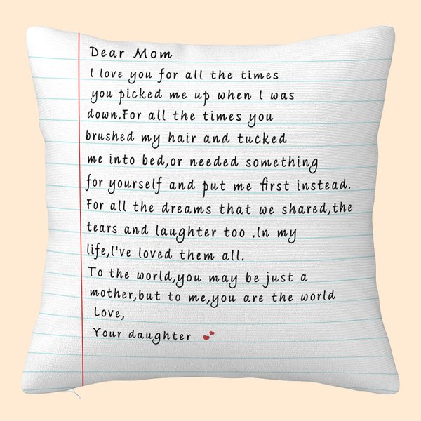 Taie d'oreiller personnalisée I Love You for All the Times avec lettre d'amour écrite à la main Fête des mères pour la famille