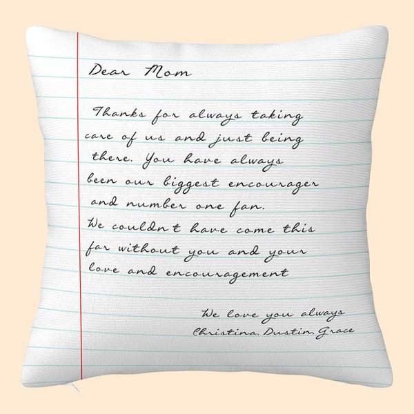 Personalized Thanks for Always Taking Care of Me Handwriting Love Letter Throw Pillow Cover Mother's Day Father's Day for Family