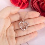 Personalised Rose Initial Heart Pendant Necklace with Zircon Mother's Day Birthday Gift for Her