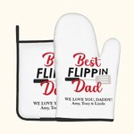 Set di un guanto da forno e una presina da cucina personalizzati con nome e testo regalo per festa del papà per amanti della cucina