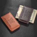 Personalisierte gravierte Leder magnetische Geldklammer mit Text Geburtstag Valentinstag Vatertag Geschenk für Ehemann Papa