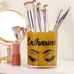 Personalized Glitter Colour Make Up Brush Holder Desk Organizer with Name Birthday Anniversary Gift for Her