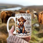 Personalised Just A Girl Who Loves Baby Highland Cow Ceramic Coffee Mug Pastoral Style Birthday Gift for Cow Lovers