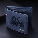 Portafoglio bifold da uomo in pelle PU  personalizzata con foto testo inciso e scomparti multipli regalo di anniversario della festa del papà per lui