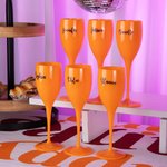 Personalised Pink Orange Champagne Toasting Flutes with Name or Logo Set of 2 Birthday Bachelorette Bridal Party Favors Gift for Women