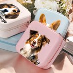 Gepersonaliseerd huisdier portret olieverfschilderij stijl lederen sieraden doos met naam verjaardagscadeau voor huisdierliefhebber