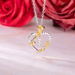 Personalised Rose Initial Heart Pendant Necklace with Zircon Mother's Day Birthday Gift for Her