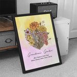 Personalized Birth Flower Bouquet Family Canvas Painting Mother's Day Birthday Gift for Mom Grandma