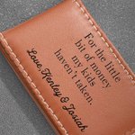 Personalisierte gravierte Leder magnetische Geldklammer mit Text Geburtstag Valentinstag Vatertag Geschenk für Ehemann Papa